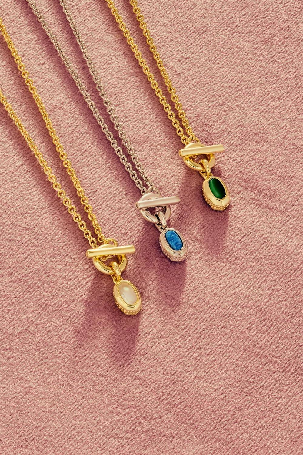 imageKendra Scott Mini Elisa Toggle Short Pendant Necklace Fashion Jewelry for WomenGOLD CARMINE RED ILLUSION