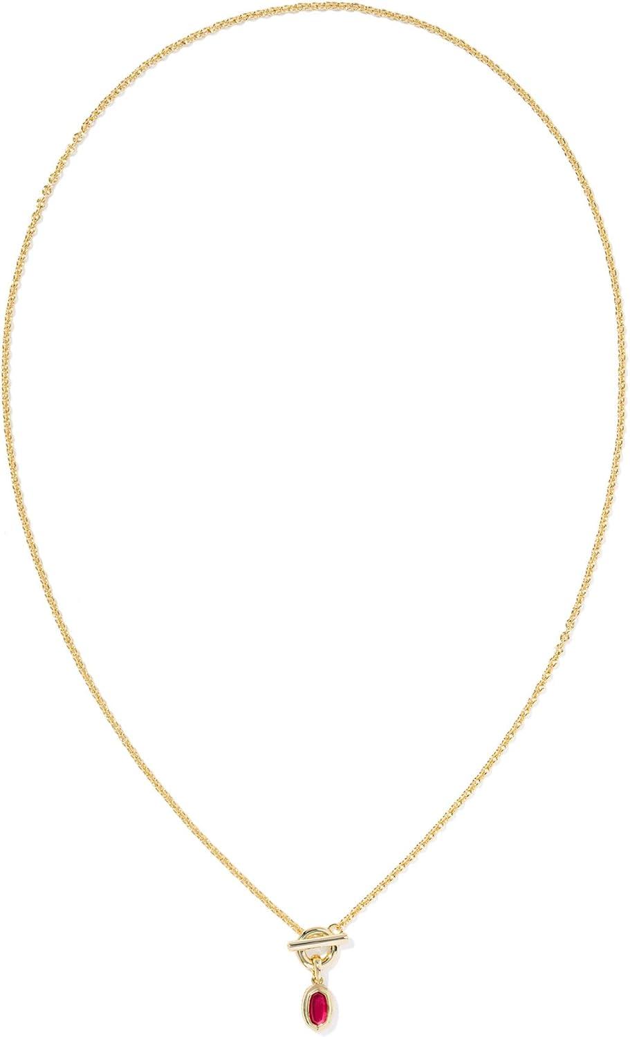 imageKendra Scott Mini Elisa Toggle Short Pendant Necklace Fashion Jewelry for WomenGOLD CARMINE RED ILLUSION