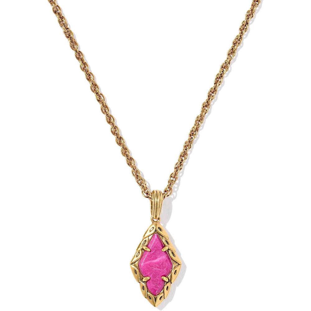 imageKendra Scott Adeline Short Pendant Necklace Fashion Jewelry for WomenDARK FUCHSIA VARIEGATED MAGNESITE
