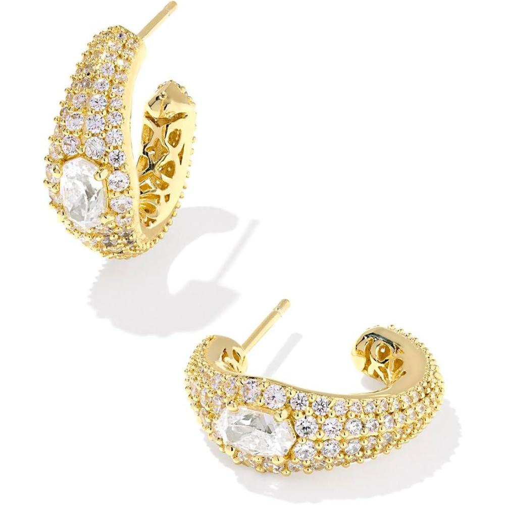 imageKendra Scott Bella Hoop Earrings Fashion Jewelry for WomenGOLD  WHITE CZ
