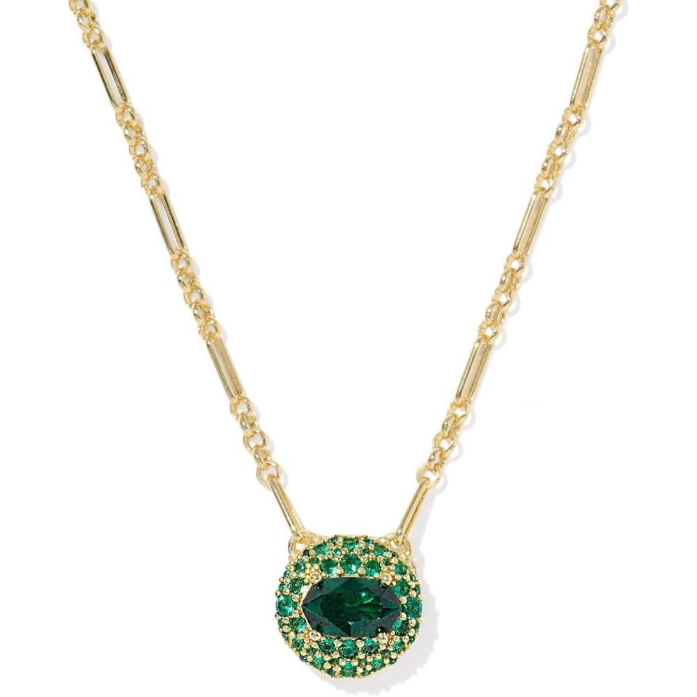 imageKendra Scott Bella Short Pendant Necklace Fashion Jewelry for WomenGOLD DARK GREEN CRYSTAL