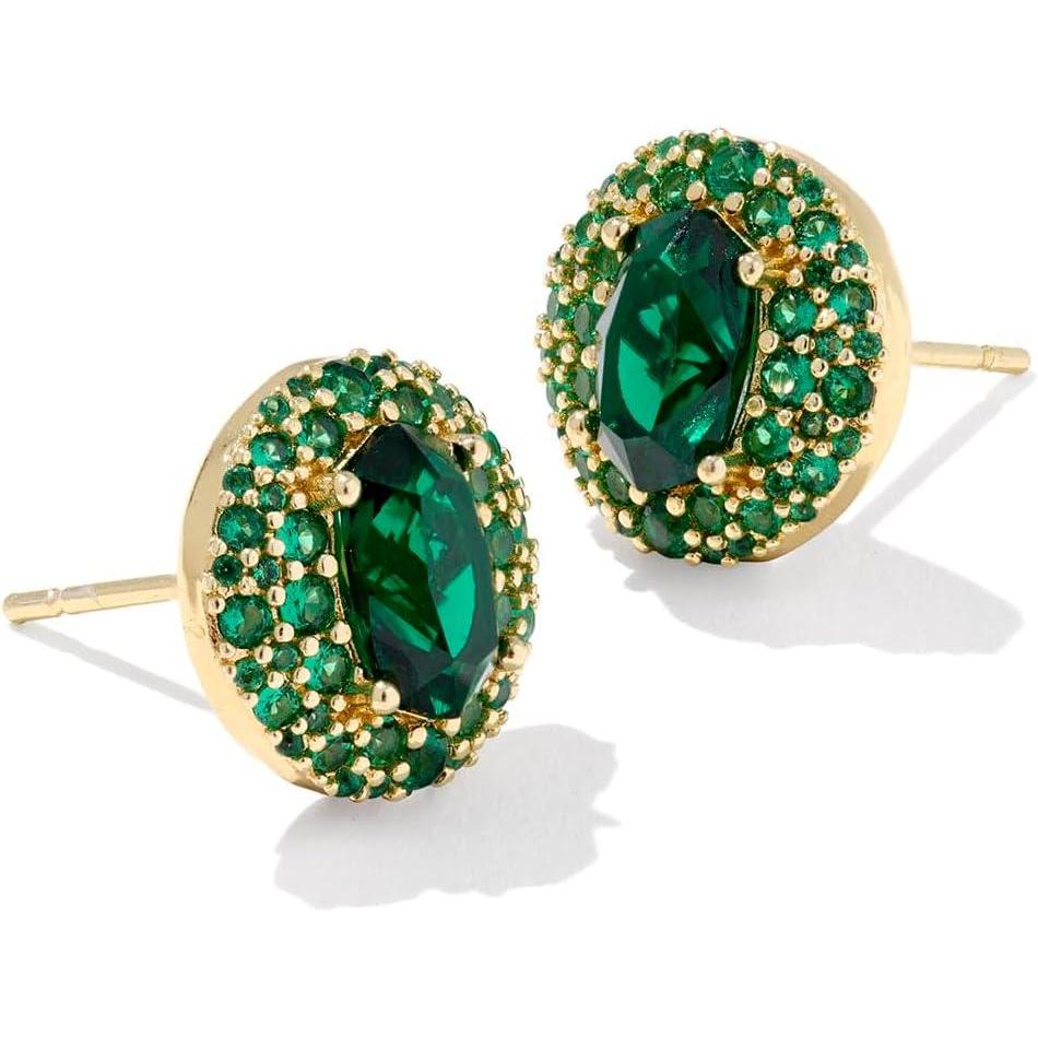 imageKendra Scott Bella Stud Earrings Fashion Jewelry for WomenGOLD DARK GREEN CRYSTAL