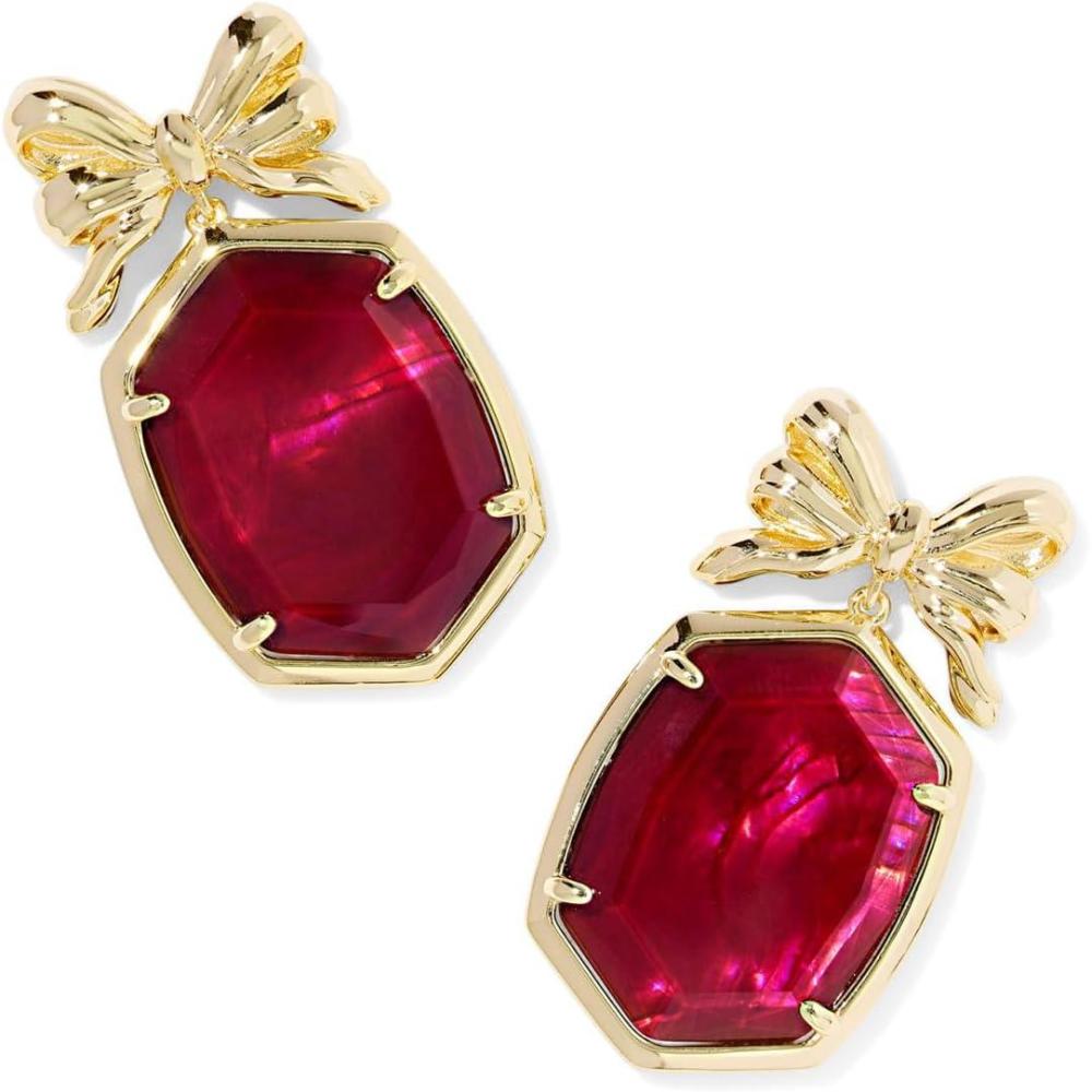 imageKendra Scott Daphne Bow Drop Earrings Fashion Jewelry for WomenGOLD DARK BURGUNDY ILLUSION