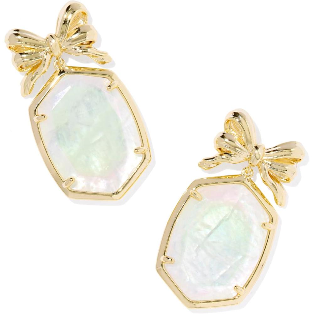 imageKendra Scott Daphne Bow Drop Earrings Fashion Jewelry for WomenGOLD IRIDESCENT CRYSTAL IVORY ILLUSION