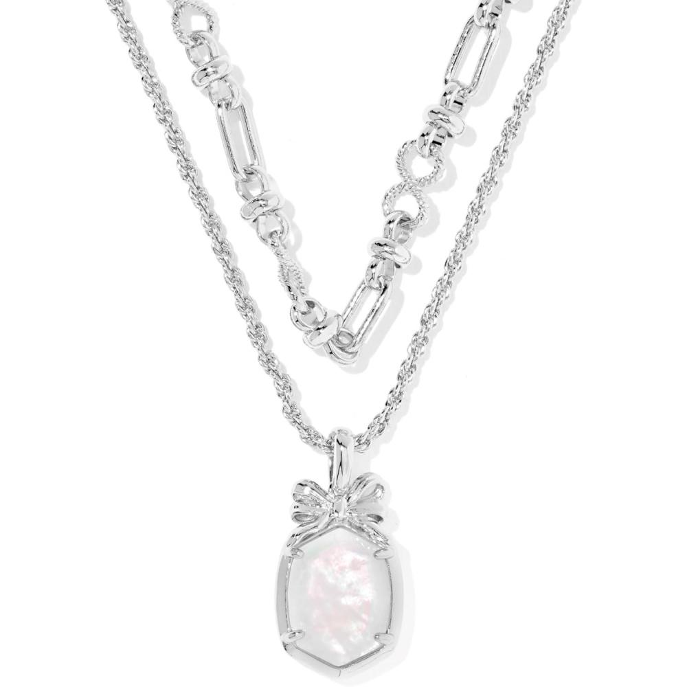imageKendra Scott Daphne Bow Multi Strand Necklace Fashion Jewelry for WomenRHODIUM  IRIDESCENT CRYSTAL IVORY ILLUSION