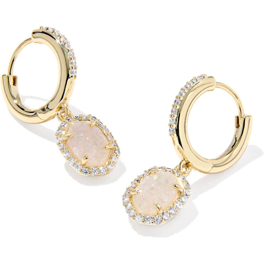 imageKendra Scott Daphne Crystal Frame Huggie Earrings Fashion Jewelry for WomenGOLD  IRIDESCENT DRUSY