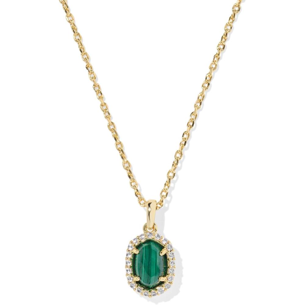 imageKendra Scott Daphne Crystal Frame Short Pendant Necklace Fashion Jewelry for WomenGOLD  GREEN MALACHITE