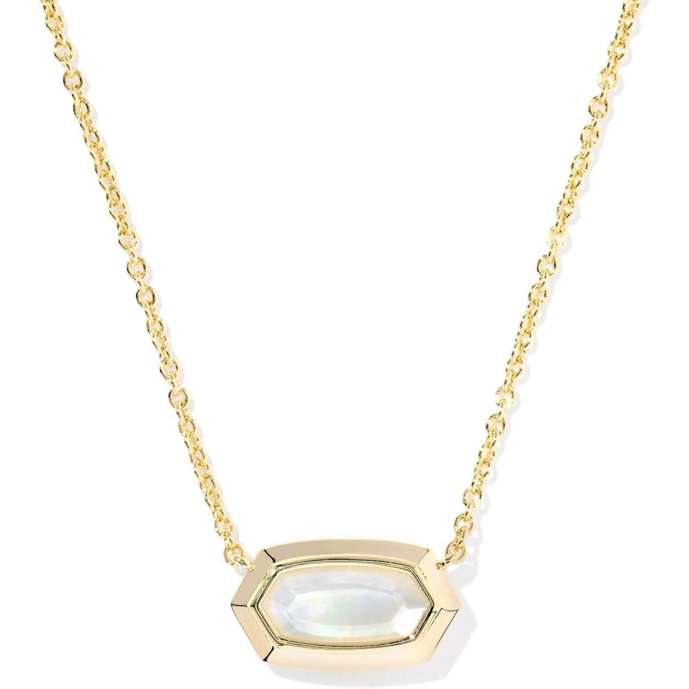 imageKendra Scott Elisa Bezel Short Pendant Necklace Fashion Jewelry for WomenGOLD  IVORY MOTHER OF PEARL