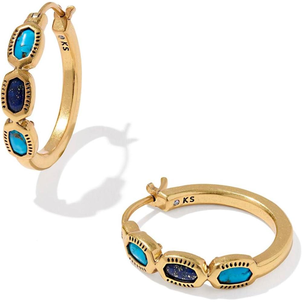 imageKendra Scott Mini Elisa Hoop Earrings Fashion Jewelry for WomenGOLD BLUE MIX
