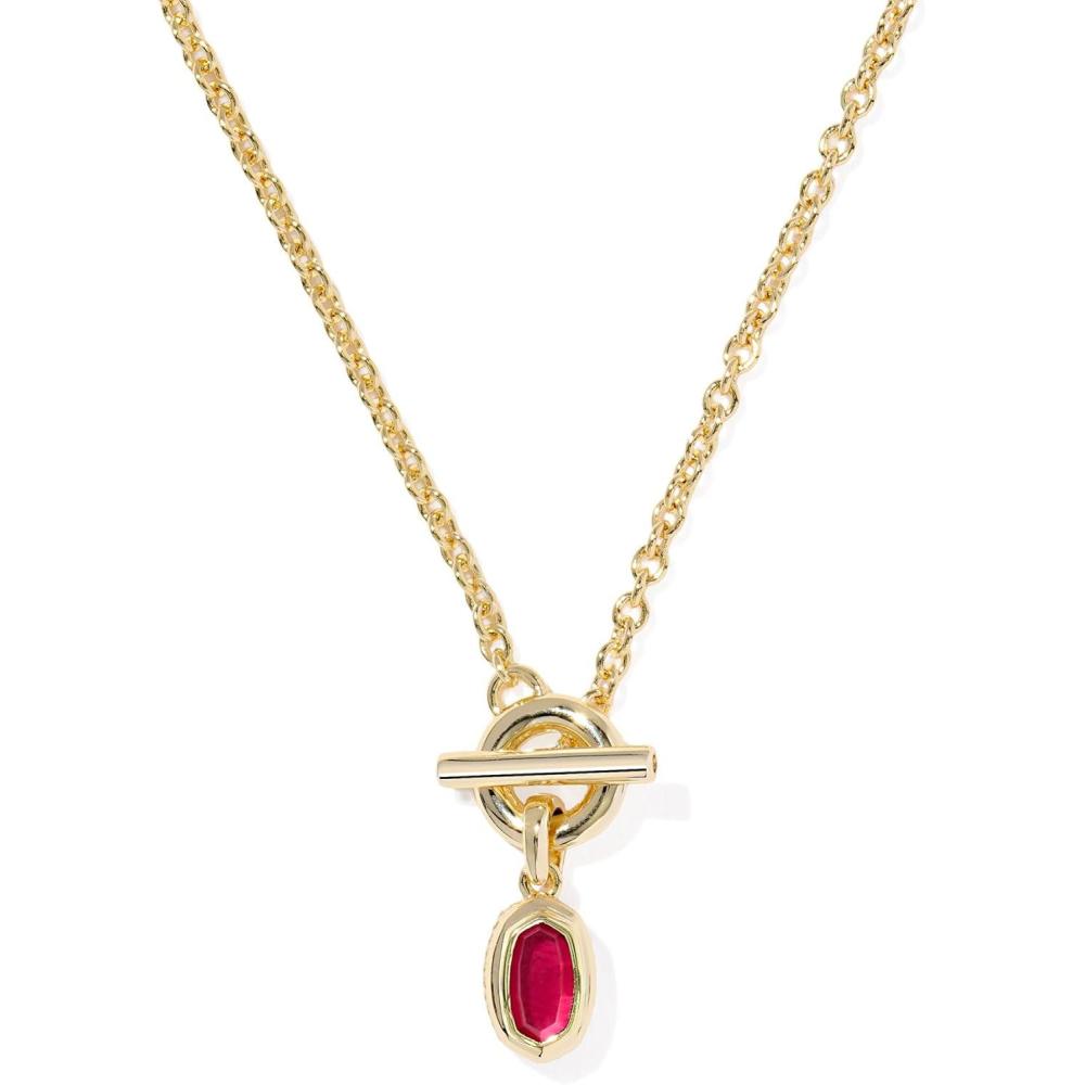 imageKendra Scott Mini Elisa Toggle Short Pendant Necklace Fashion Jewelry for WomenGOLD  CARMINE RED ILLUSION