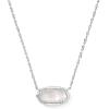 Kendra Scott Elisa Bow Short Pendant Necklace, Fashion Jewelry for Women(RHODIUM – IRIDESCENT CRYSTAL IVORY ILLUSION)