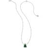 Kendra Scott Holiday Tree Short Pendant Necklace, Green Quartzite, Rhodium-Plated Brass, Fashion Jewelry for Women