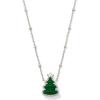Kendra Scott Holiday Tree Short Pendant Necklace, Green Quartzite, Rhodium-Plated Brass, Fashion Jewelry for Women