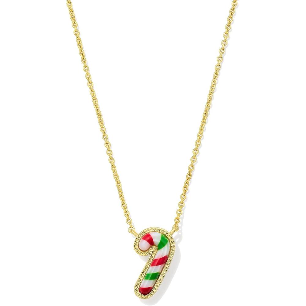 imageKendra Scott Candy Cane Short Pendant Necklace Red Green Mix 14k GoldPlated Brass Fashion Jewelry for Women