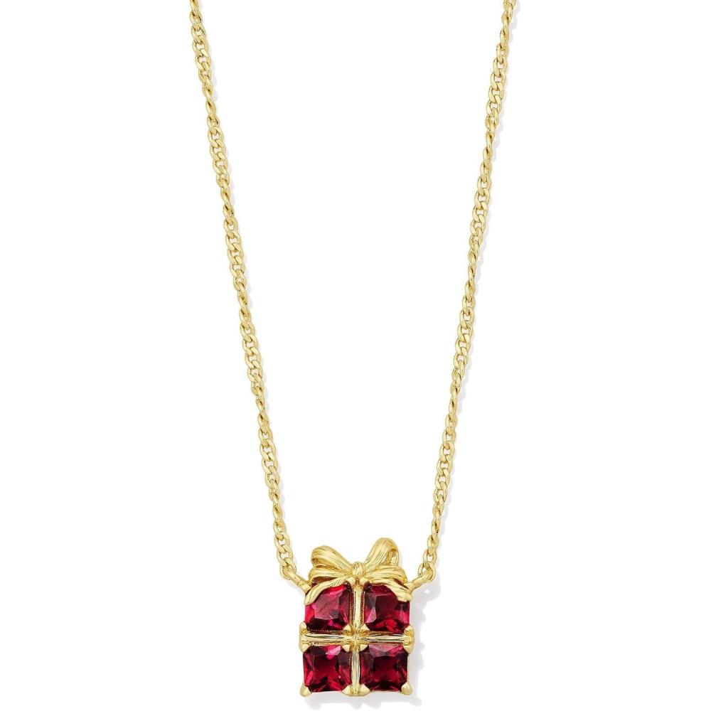 imageKendra Scott Present Short Pendant Necklace Red Crystal 14k GoldPlated Brass Fashion Jewelry for Women