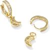 Kendra Scott Moon Huggie Earrings, 14K Gold-Plated Brass, Fashion Jewelry for Women, White Mix