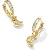 Kendra Scott Moon Huggie Earrings, 14K Gold-Plated Brass, Fashion Jewelry for Women, White Mix