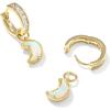 Kendra Scott Moon Huggie Earrings, 14K Gold-Plated Brass, Fashion Jewelry for Women, White Mix