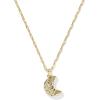 Kendra Scott Moon Short Pendant Necklace, 14K Gold-Plated Brass, Fashion Jewelry for Women, White Opalescent Resin