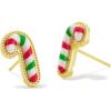 Kendra Scott Candy Cane Stud Earrings, Red Green Mix, 14k Gold-Plated Brass, Fashion Jewelry for Women