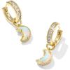 Kendra Scott Moon Huggie Earrings, 14K Gold-Plated Brass, Fashion Jewelry for Women, White Mix