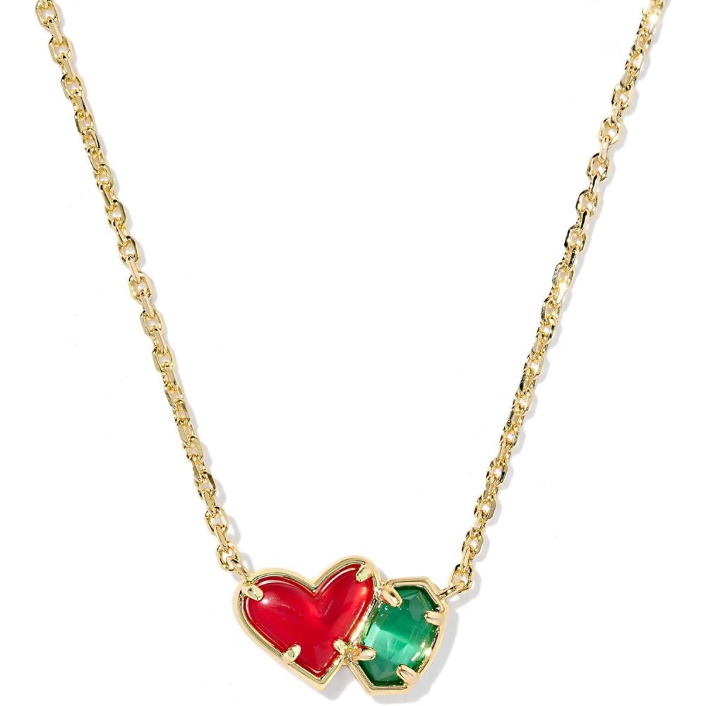 imageKendra Scott Ari Heart Emilie Pendant Necklace Fashion Jewelry for WomenRED ILLUSION AND EMERALD CATS EYE