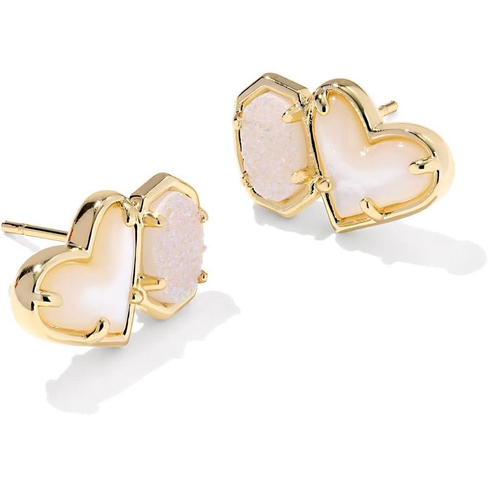 imageKendra Scott Ari Heart Emilie Stud Earrings Fashion Jewelry for WomenIVORY MOPIRIDESCENT DRUSY