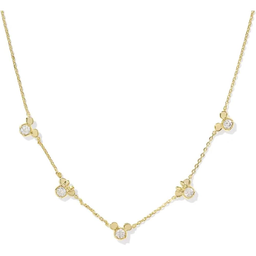 imageKendra Scott x Disney Mickey Mouse and Minnie Mouse Strand Necklace Fashion Jewelry for WomenGOLD  WHITE CRYSTAL