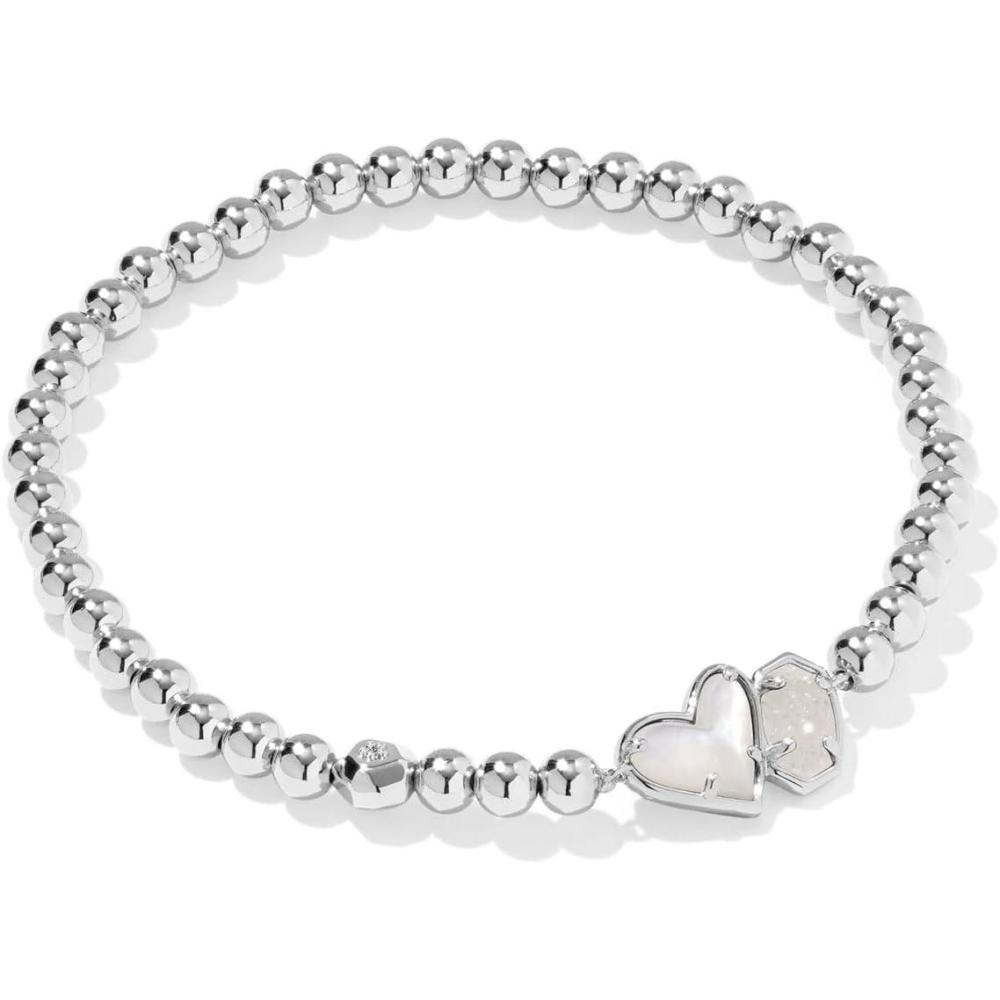 imageKendra Scott Ari Heart Emilie Stretch Bracelet Fashion Jewelry for WomenIVORY MOPIRIDESCENT DRUSY