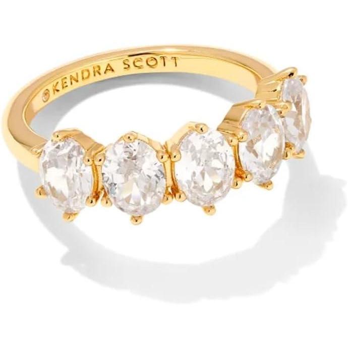 imageKendra Scott Cailin 14k Crystal Band Ring Fashion Jewelry For WomenGOLD METAL  WHITE CUBIC ZIRCONIA