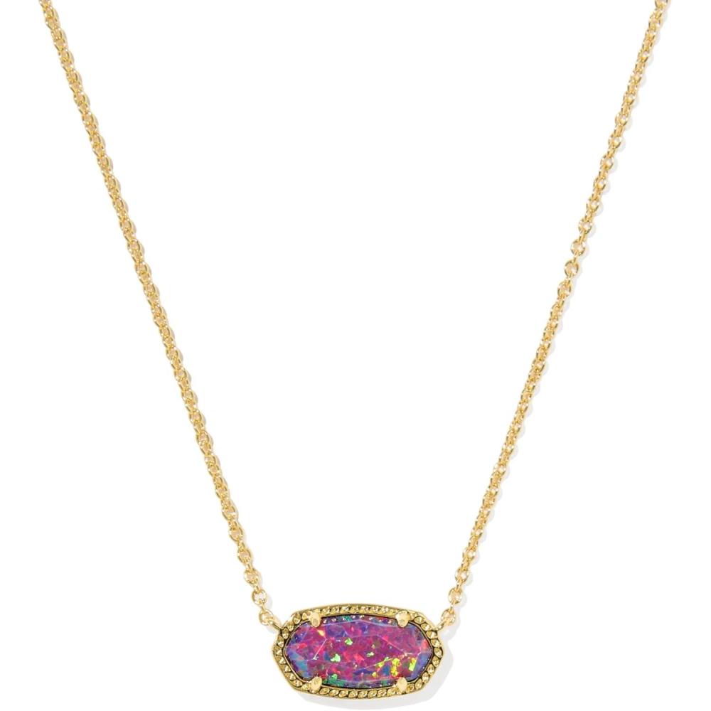 imageKendra Scott Elisa Pendant Necklace Dark Lavender Lab Grown Opal 14k GoldPlated Brass Fashion Jewelry for Women