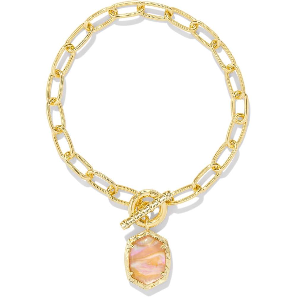imageKendra Scott Daphne Link And Chain Bracelet Fashion Jewelry for WomenLIGHT PINK IRIDESCENT ABALONE
