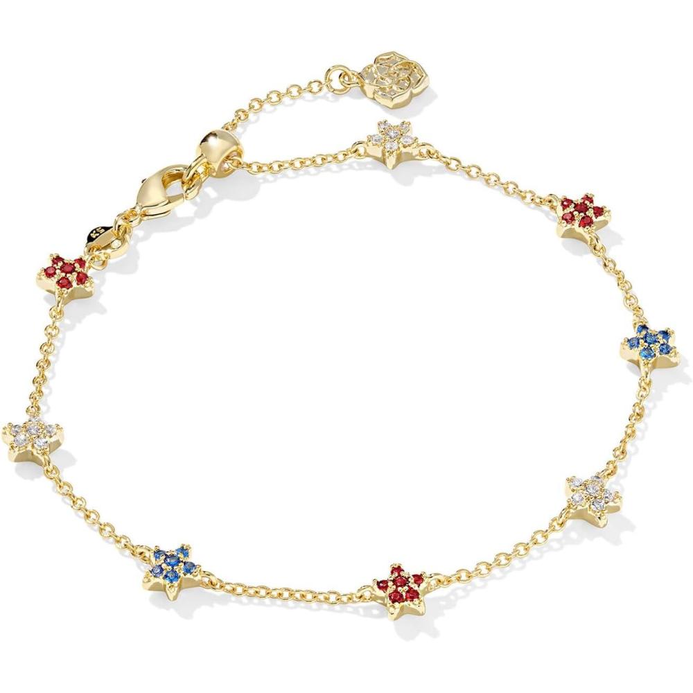 imageKendra Scott Sierra Star Crystal Delicate Chain Bracelet Fashion Jewelry for WomenGOLD RED WHITE BLUE MIX