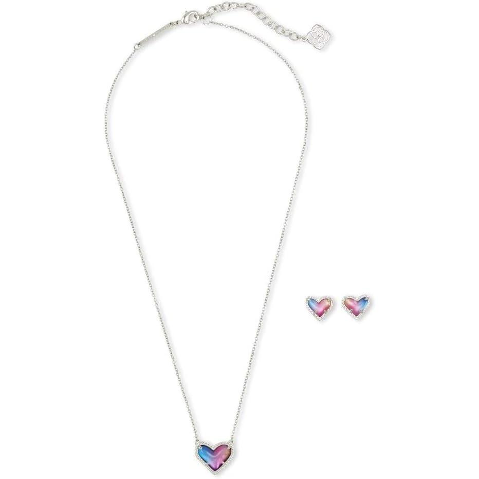 imageKendra Scott Ari Heart Necklace ampamp Earrings Gift SetRHODIUM WATERCOLOR ILLUSION